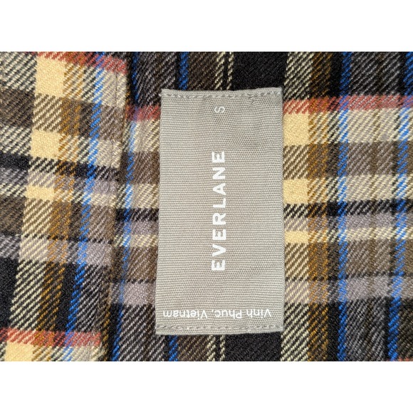 Everlane Plaid Flannel Button Down Shirt Women's Size S Brown Blue Beige NWT $98 - Picture 10 of 11